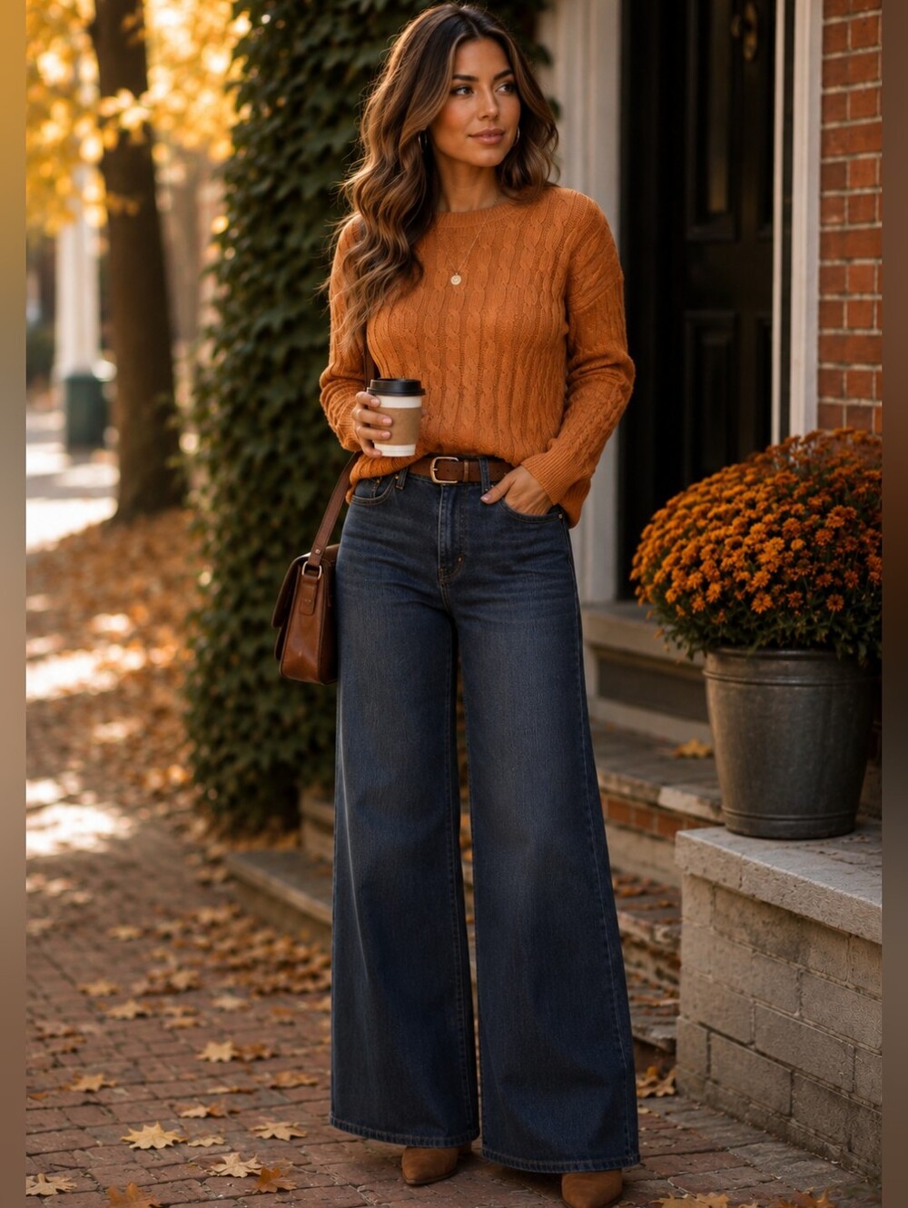 Gap Y2K Cable Knit Cotton Blend Orange Sweater M